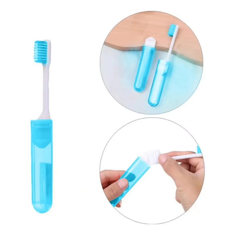 SET 2 CEPILLOS DE DIENTES PORTATILES VIAJE ESTUCHE PROTECTOR - 3
