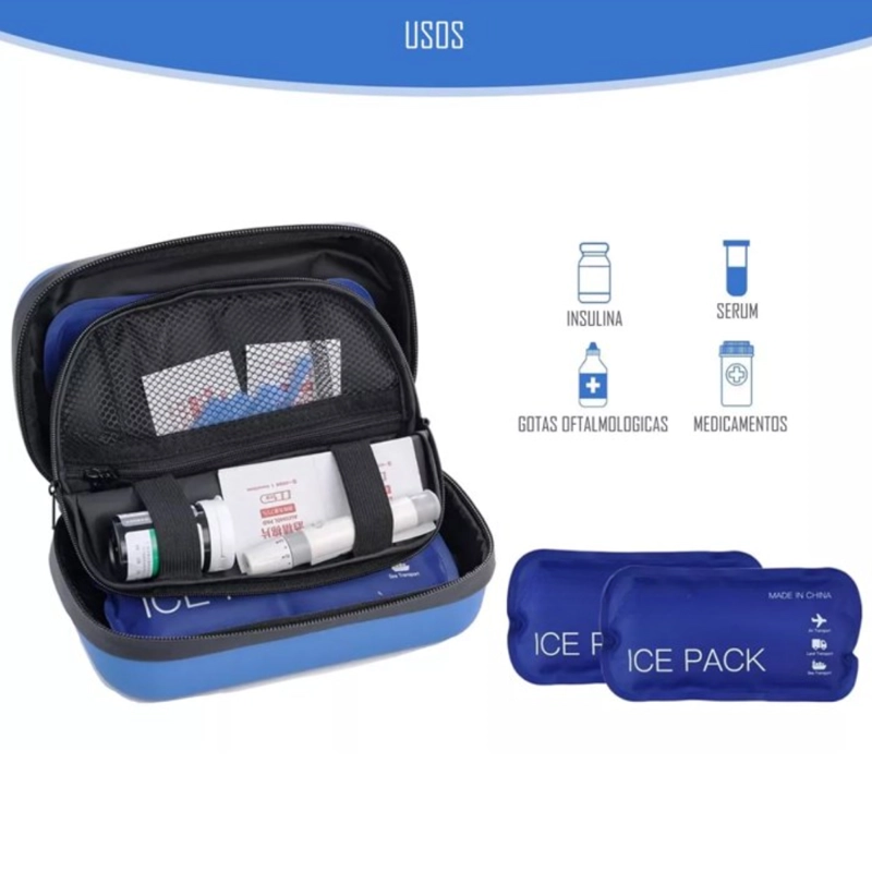 BOLSO TE RMICO PORTATIL CON GEL FRIO PARA INSULINA MEDICINAS - 2