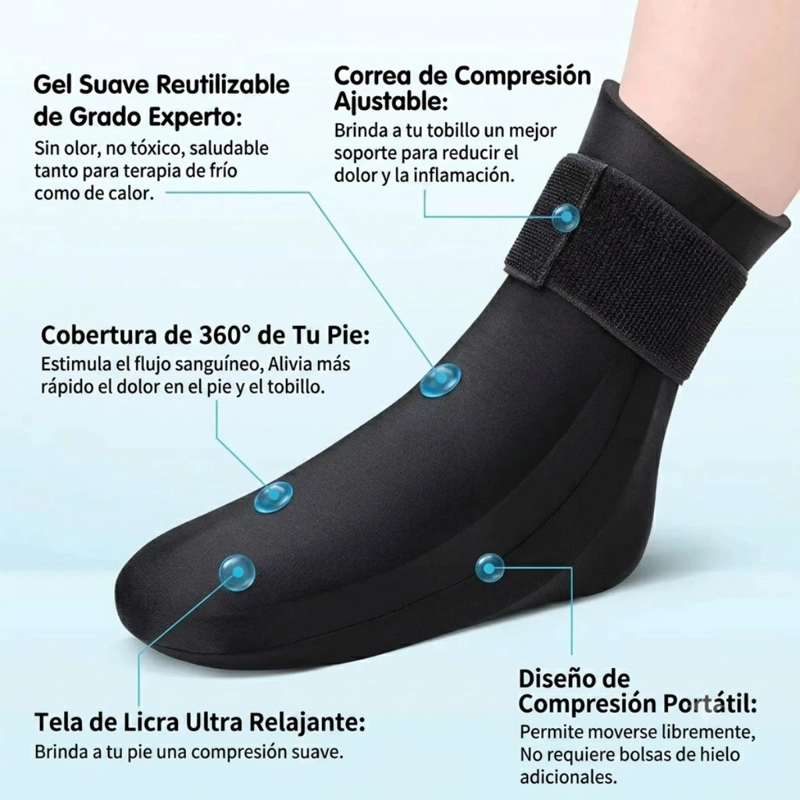 MEDIA COMPRESION GEL TERAPIA FRIO CALOR PARA PIE TOBILLO - 3