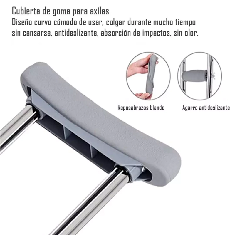 PAR DE MULETAS ORTOPE DICAS DE ALUMINIO AJUSTABLES CON APOYOS - 3
