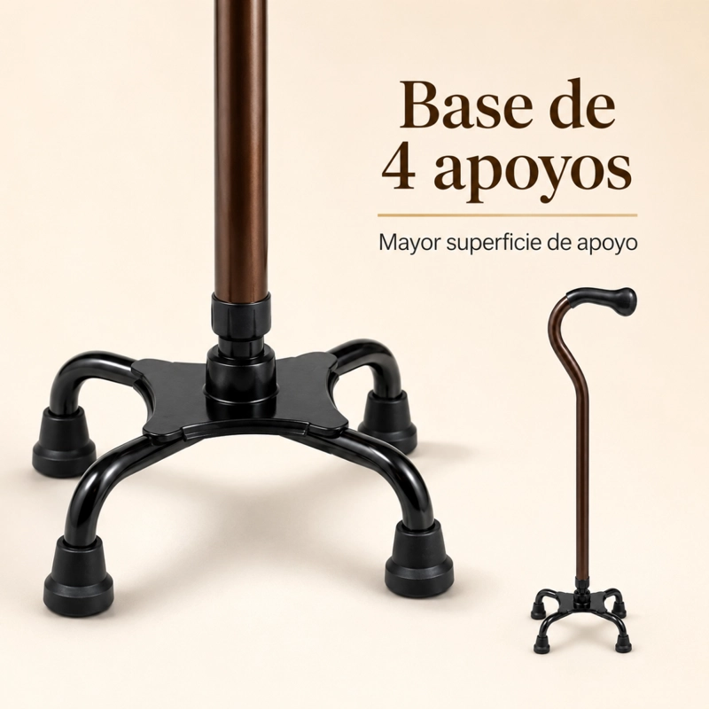 BASTON ORTOPE DICO DE 4 APOYOS BASE TETRAPOD MARRON - 2