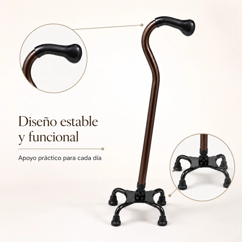 BASTON ORTOPE DICO DE 4 APOYOS BASE TETRAPOD MARRON - 4