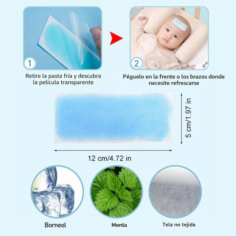 PACK 6 PARCHES DE GEL PARA ALIVIO DE LA FIEBRE BEBE  NIÑOS - 4