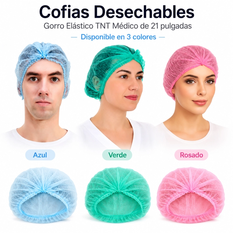PACK 100 COFIAS DESECHABLE GORRO ELASTICO TNT ME DICO 21 - 8