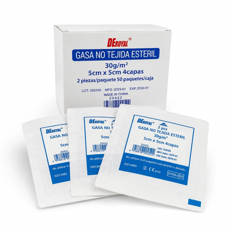SET 50 PARES GASA NO TEJIDA ESTE RIL 5CMX5CM 4 CAPAS - 1