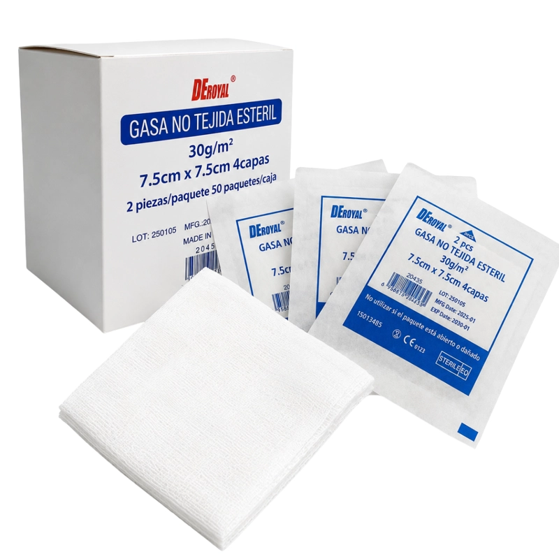 SET 50 PARES GASA NO TEJIDA ESTE RIL 7.5X7.5 CM 4 CAPAS - 1