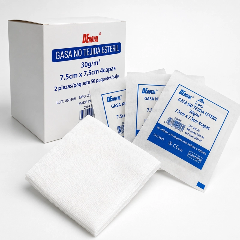SET 50 PARES GASA NO TEJIDA ESTE RIL 7.5X7.5 CM 4 CAPAS - 4