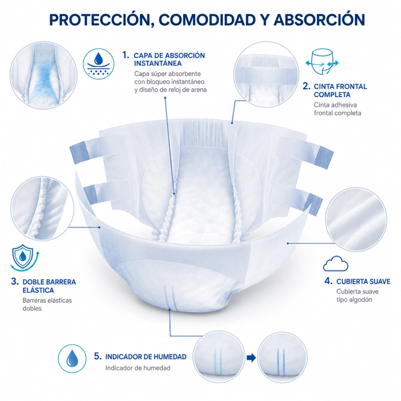 PACK 10 PAÑALES DESECHABLE ADULTO PATIENT CARE ABSORBENTE - 4