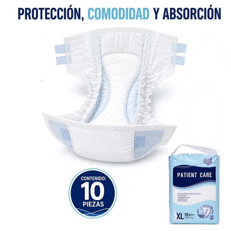 PACK 10 PAÑALES DESECHABLE ADULTO PATIENT CARE ABSORBENTE - 5