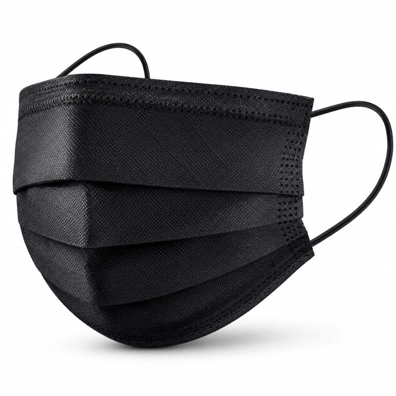 CAJA 50 UDS. MASCARILLA TAPABOCAS DESECHABLE NEGRO 3 CAPAS - 1