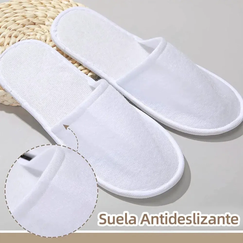 4 PARES PANTUFLAS DESECHABLES GRUESAS ANTIDESLIZANTES HOTEL SPA - 2