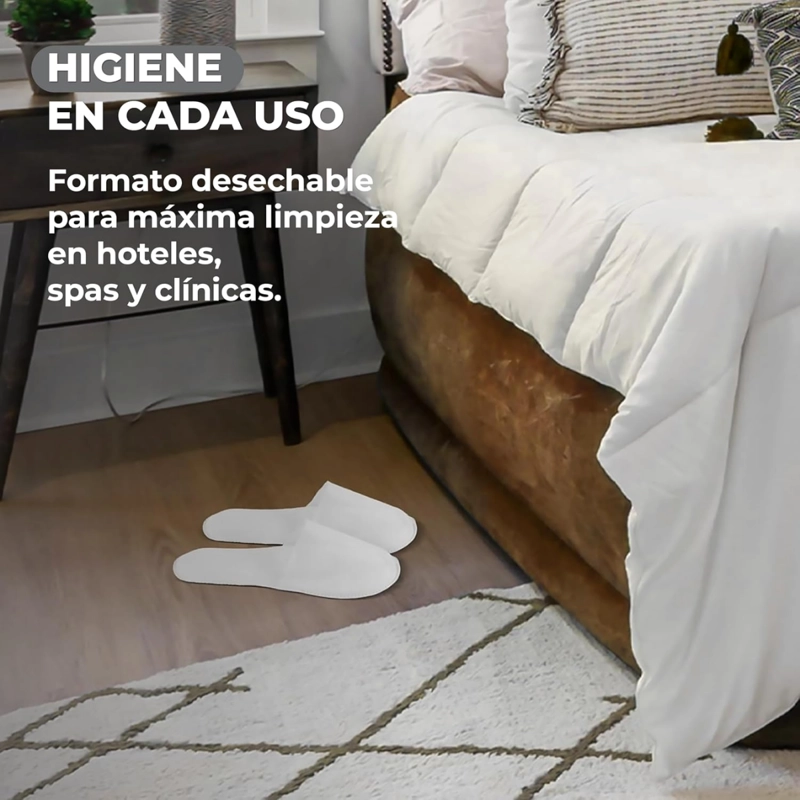 4 PARES PANTUFLAS DESECHABLES GRUESAS ANTIDESLIZANTES HOTEL SPA - 8