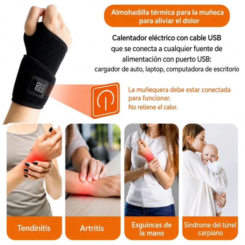 MUÑEQUERA CALEFACTORA ELE CTRICA TERMOTERAPIA USB 3 NIVELES - 4
