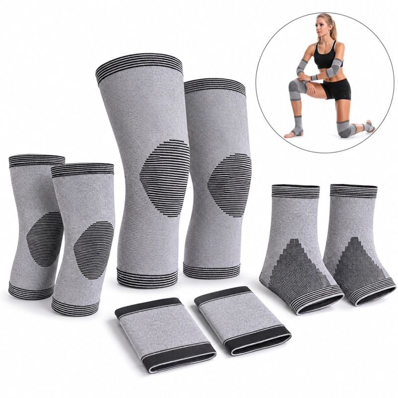 SET 8 DE PROTECCION RODILLERAS MUÑEQUERAS CARBON BAMBOO - 1