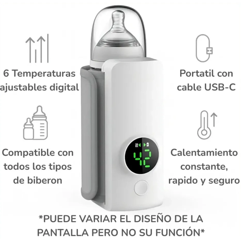 CALENTADOR MAMADERA PORTATIL RECARGABLE USB DISPLAY DIGITAL - 5