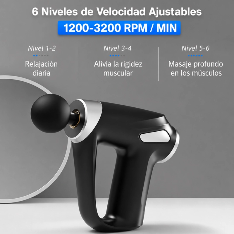 MINI PISTOLA MASAJE MUSCULAR FASCIAL PORTATIL 4 EN 1 - 4