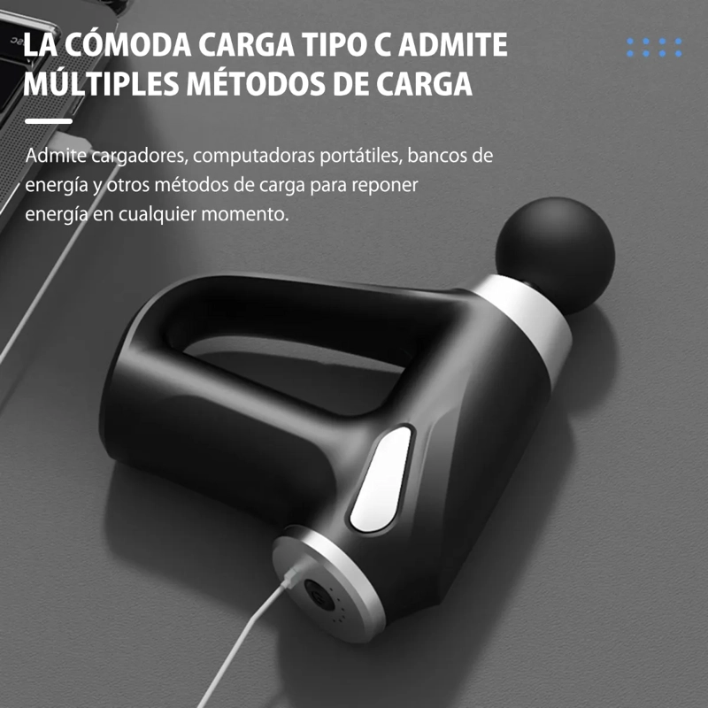 MINI PISTOLA MASAJE MUSCULAR FASCIAL PORTATIL 4 EN 1 - 5