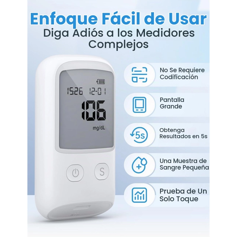 GLUCOMETRO PORTATIL DIGITAL BGM-T1 MEDIDOR AZUCAR EN SANGRE - 4