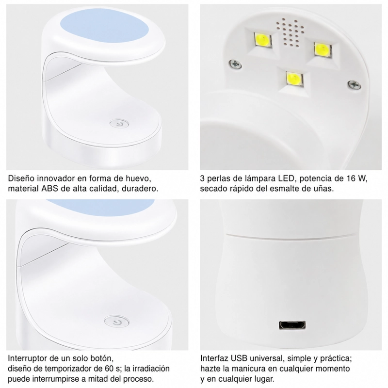 MINI LAMPARA UV LED 6W PARA UÑAS SECADOR PORTATIL DE GEL - 3