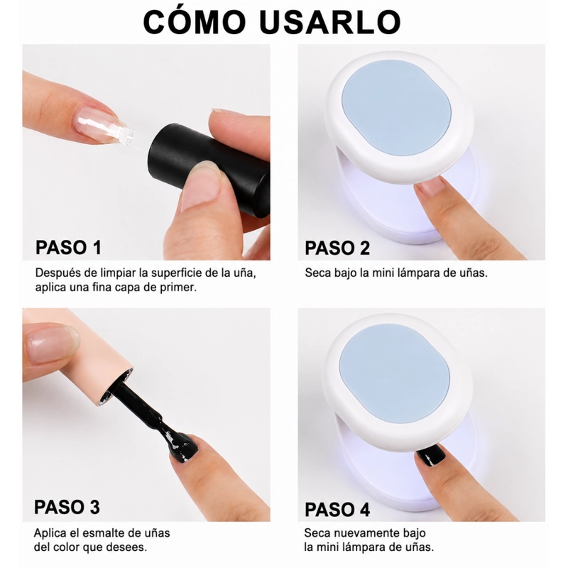 MINI LAMPARA UV LED 6W PARA UÑAS SECADOR PORTATIL DE GEL - 4