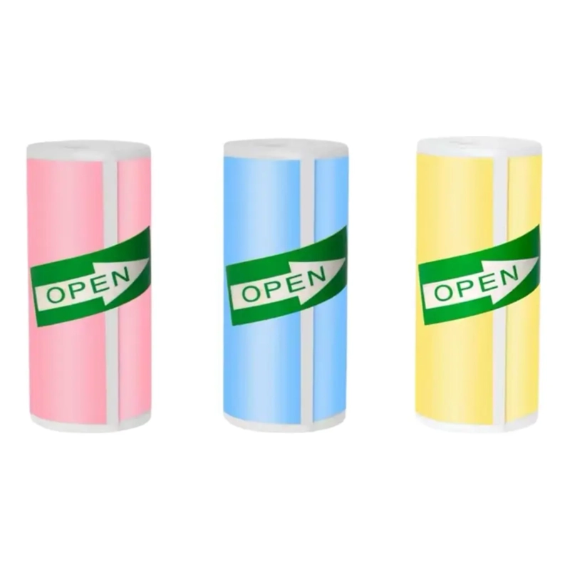 PACK 9 ROLLOS PAPEL ADHESIVO MINI IMPRESORA PORTATIL COLORES - 2