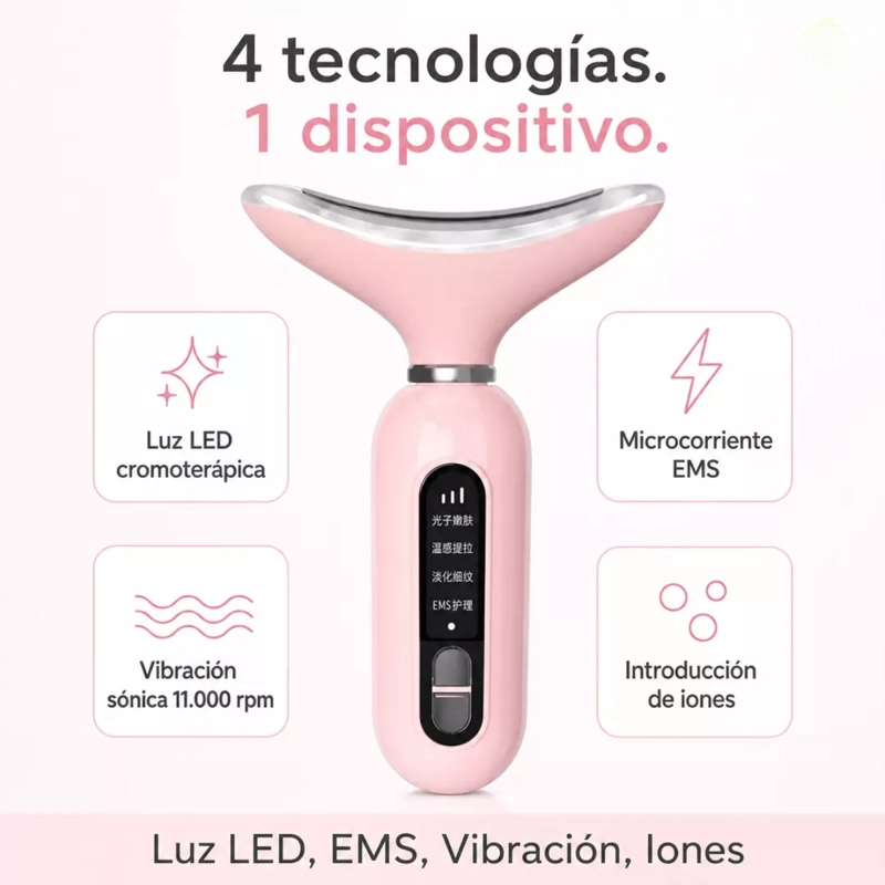 MASAJEADOR FACIAL Y CUELLO REAFIRMANTE ANTI ARRUGAS LUZ ROJA - 2