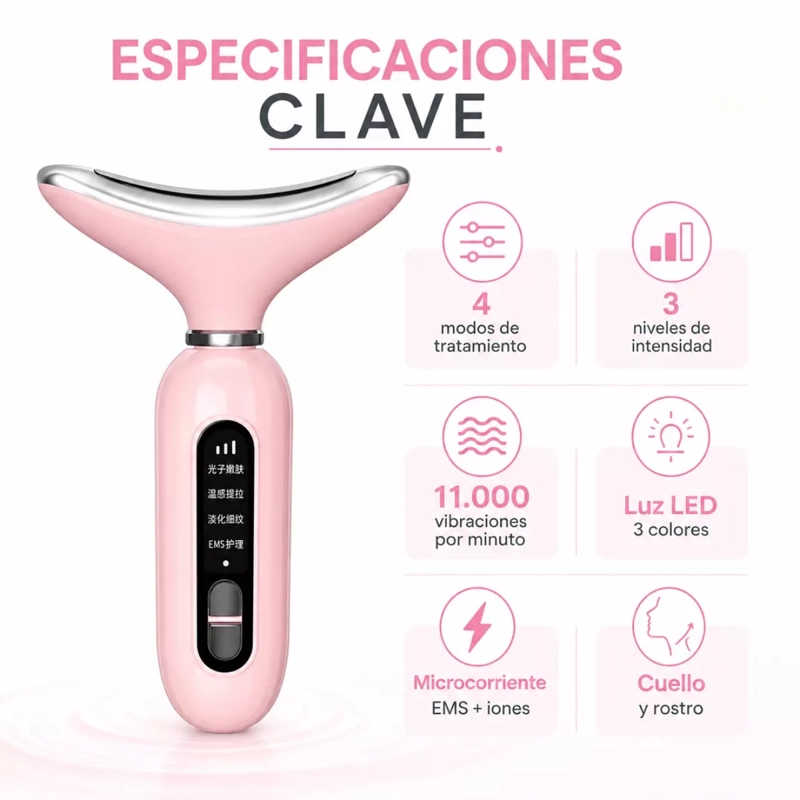 MASAJEADOR FACIAL Y CUELLO REAFIRMANTE ANTI ARRUGAS LUZ ROJA - 3