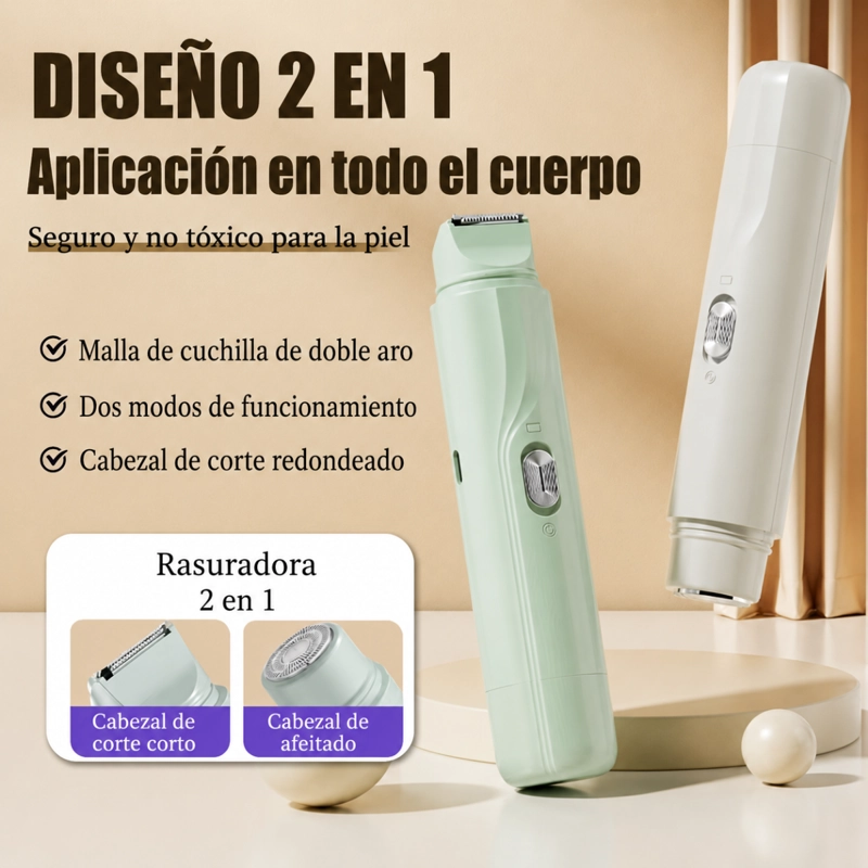 DEPILADORA DOBLE CABEZAL CORPORAL RECARGABLE - 5