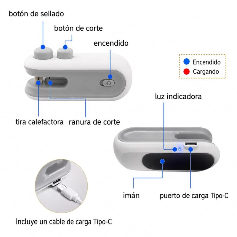 SELLADORA DE BOLSAS PORTATIL MINI SELLADOR DE ALIMENTOS - 3