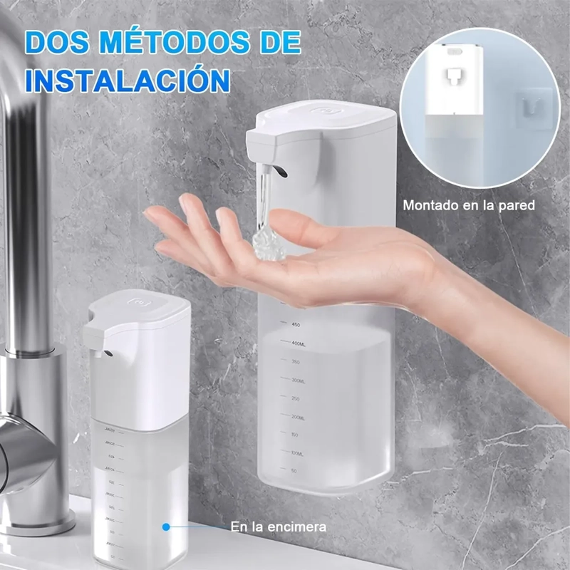 DISPENSADOR DE JABON AUTOMATICO RECARGABLE SENSOR ESPUMA - 3