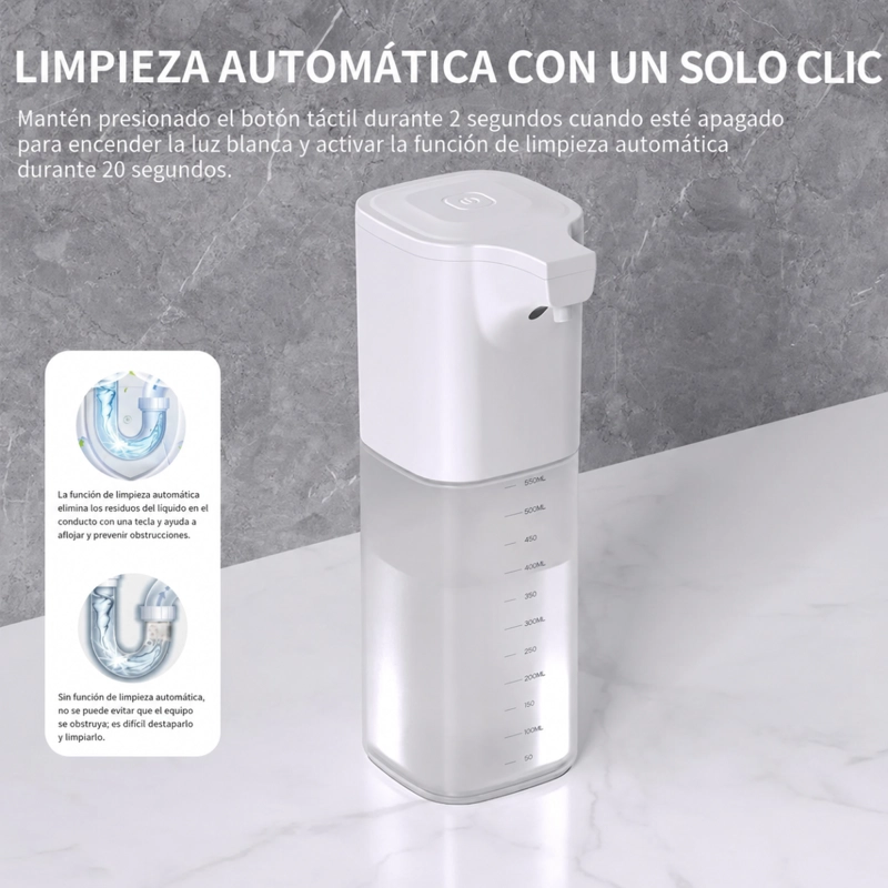 DISPENSADOR DE JABON AUTOMATICO RECARGABLE SENSOR ESPUMA - 4