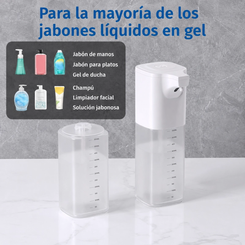 DISPENSADOR DE JABON AUTOMATICO RECARGABLE SENSOR ESPUMA - 5