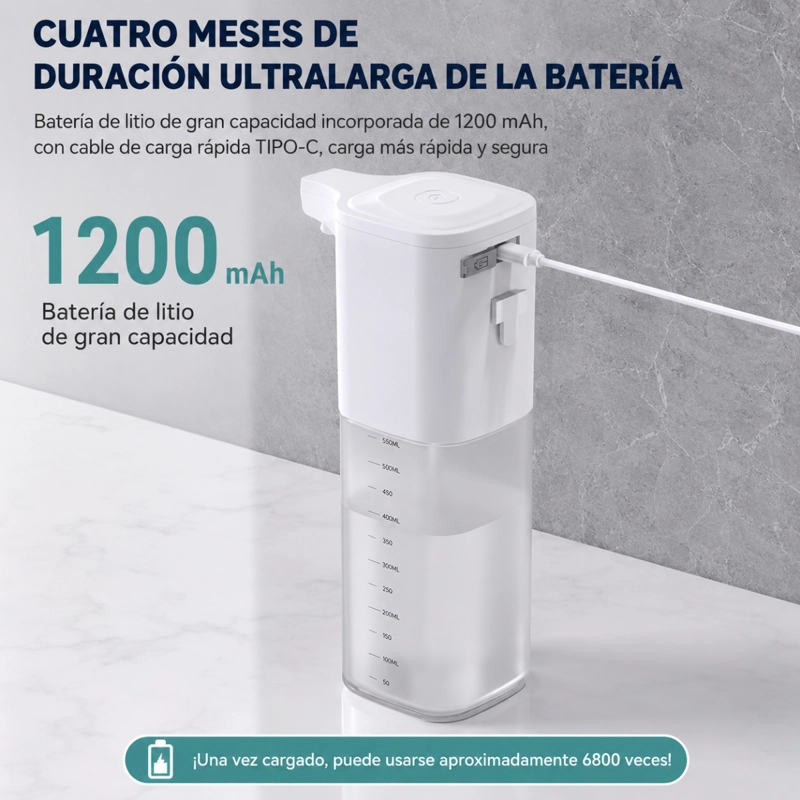 DISPENSADOR DE JABON AUTOMATICO RECARGABLE SENSOR ESPUMA - 6