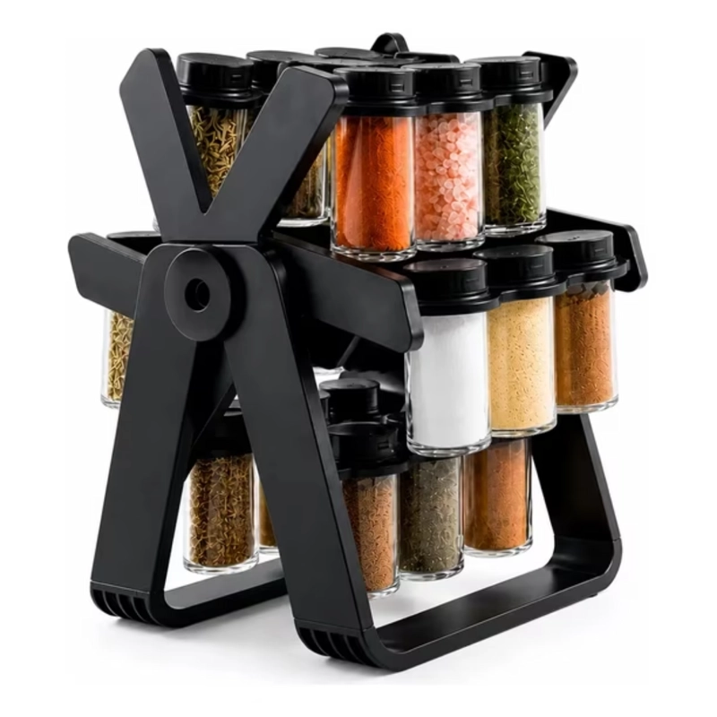 RACK ESPECIERO GIRATORIO 18 FRASCOS VIDRIO COCINA MODERNO - 2