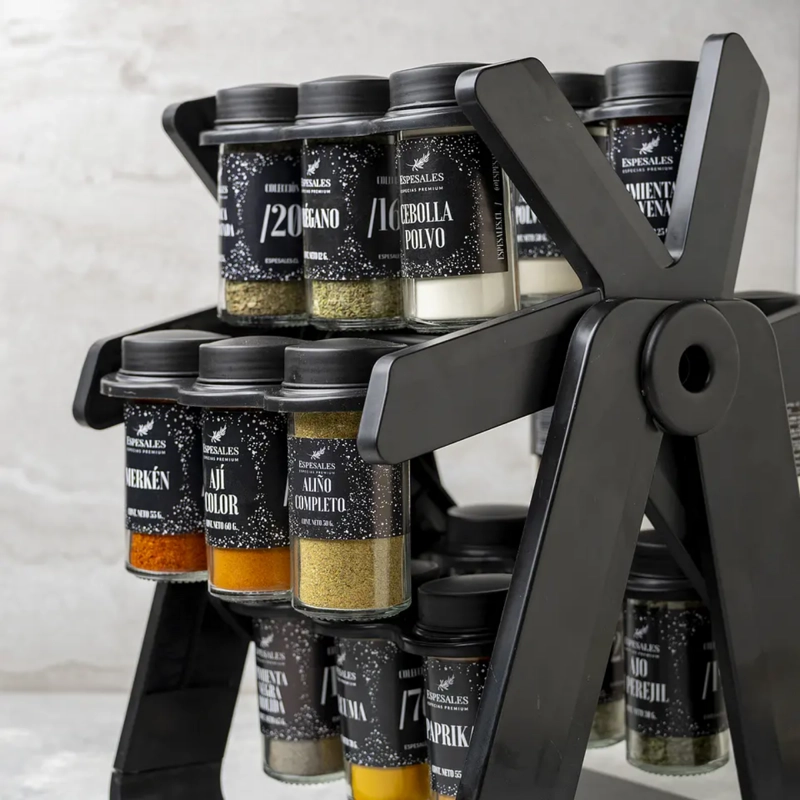 RACK ESPECIERO GIRATORIO 18 FRASCOS VIDRIO COCINA MODERNO - 4