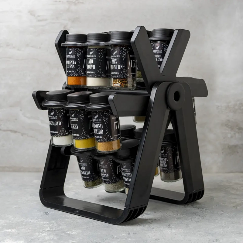 RACK ESPECIERO GIRATORIO 18 FRASCOS VIDRIO COCINA MODERNO - 5