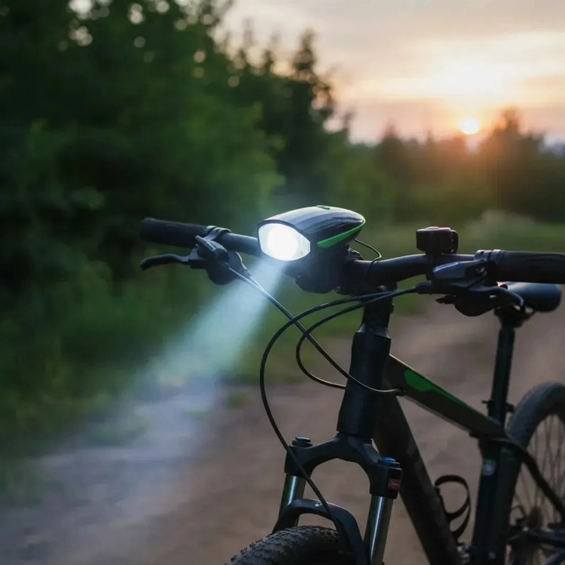 LUZ BICICLETA CON BOCINA RECARGABLE USB ALTA POTENCIA 7588 - 6