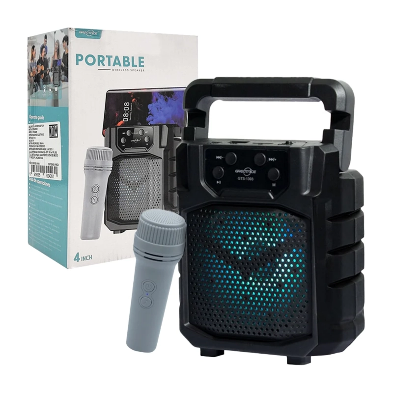 PARLANTE PORTATIL INALAMBRICO MICROFONO Y SOPORTE CELULAR - 5