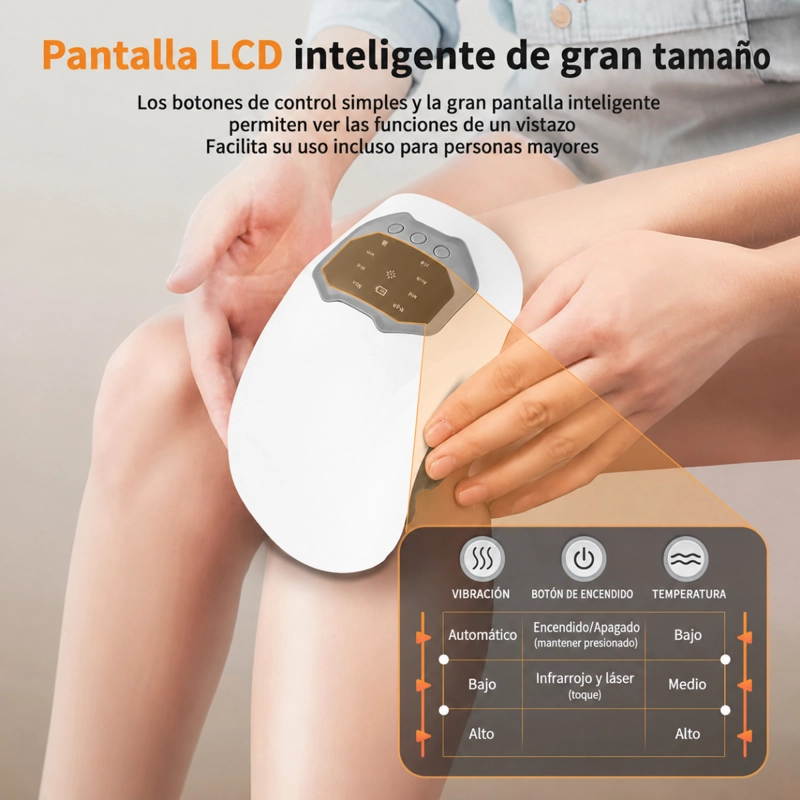 MASAJEADOR RODILLA RECARGABLE PORTATIL CALOR Y PANTALLA LED - 2