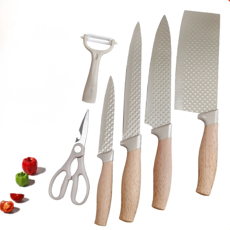 SET DE 4 CUCHILLOS COCINA TIJERA PELADOR BEIGE ANTIADHERENTE - 1