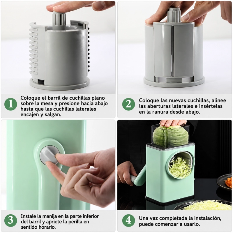 RALLADOR Y CORTADOR GIRATORIO VERDURAS MULTIFUNCIONAL COCINA - 3