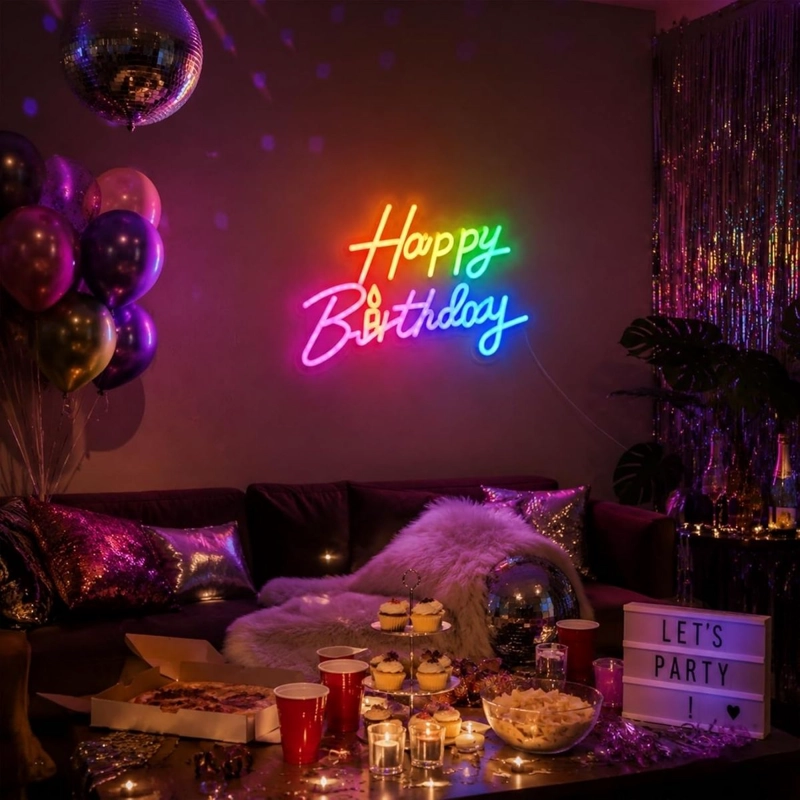 LETRERO NEON LED HAPPY BIRTHDAY USB CON CONTROL Y APP - 6