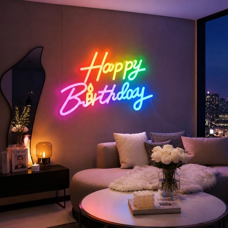LETRERO NEON LED HAPPY BIRTHDAY USB CON CONTROL Y APP - 7