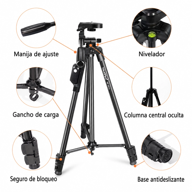 TRIPODE PROFESIONAL EXTENDIBLE AJUSTABLE PARA CAMARA CELULAR - 3