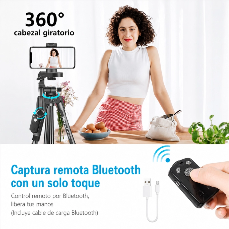 TRIPODE PROFESIONAL EXTENDIBLE AJUSTABLE PARA CAMARA CELULAR - 6