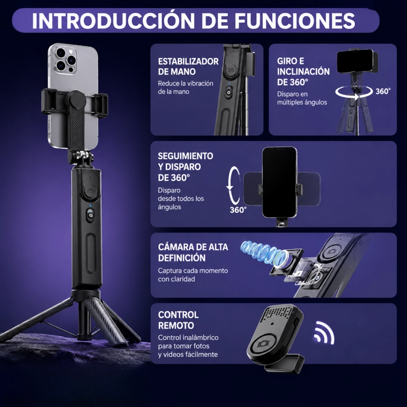 TRIPODE CON SEGUIMIENTO INTELIGENTE AI F01 DE 1.92M CELULAR - 4
