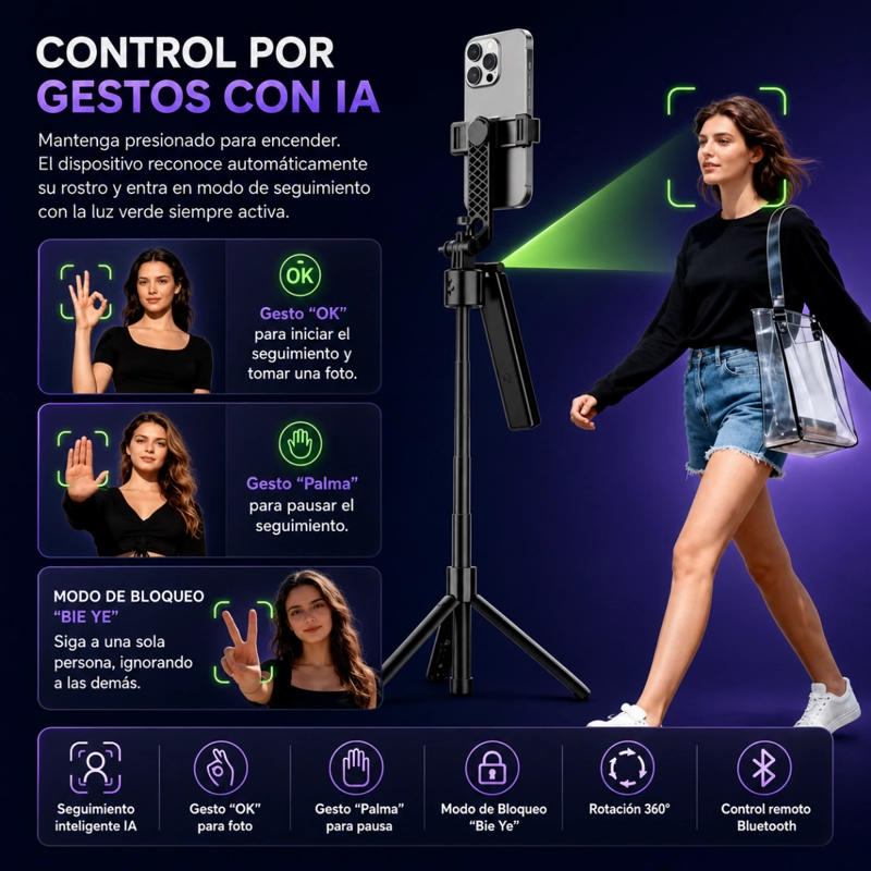 TRIPODE CON SEGUIMIENTO INTELIGENTE AI F01 DE 1.92M CELULAR - 7