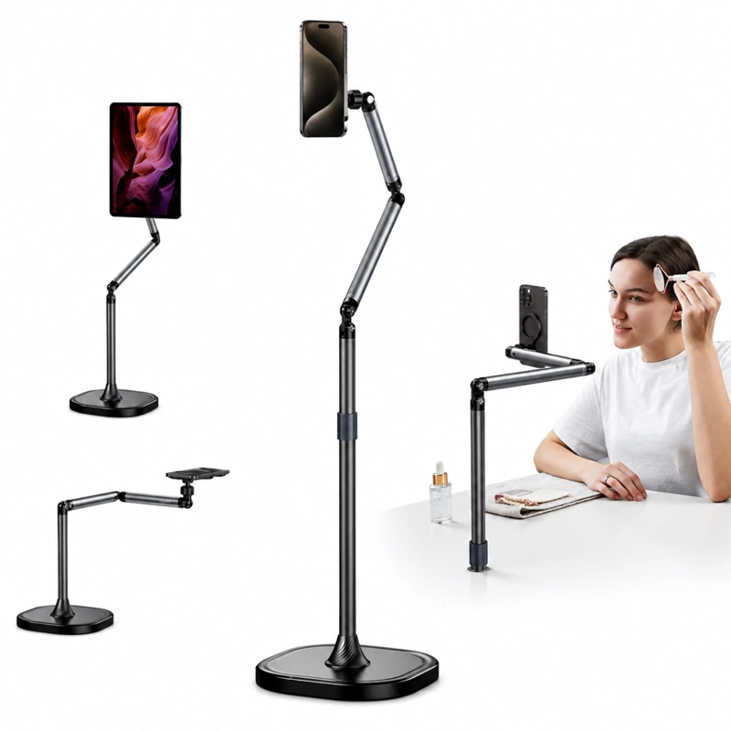 SOPORTE DE PISO FLEXIBLE EN ACERO PARA TABLET Y CELULAR - 1