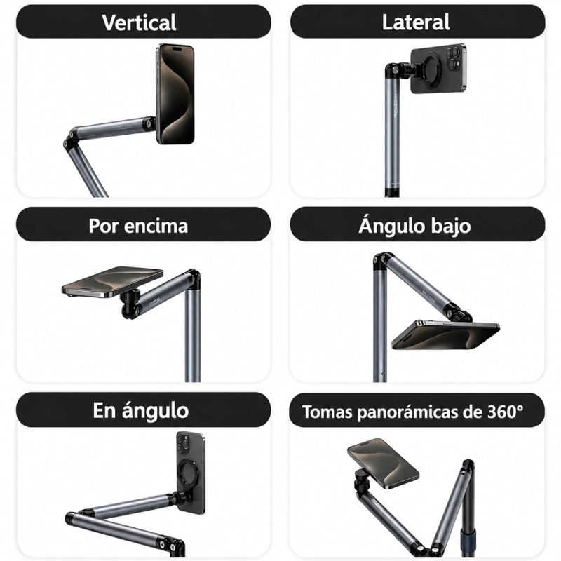 SOPORTE DE PISO FLEXIBLE EN ACERO PARA TABLET Y CELULAR - 3