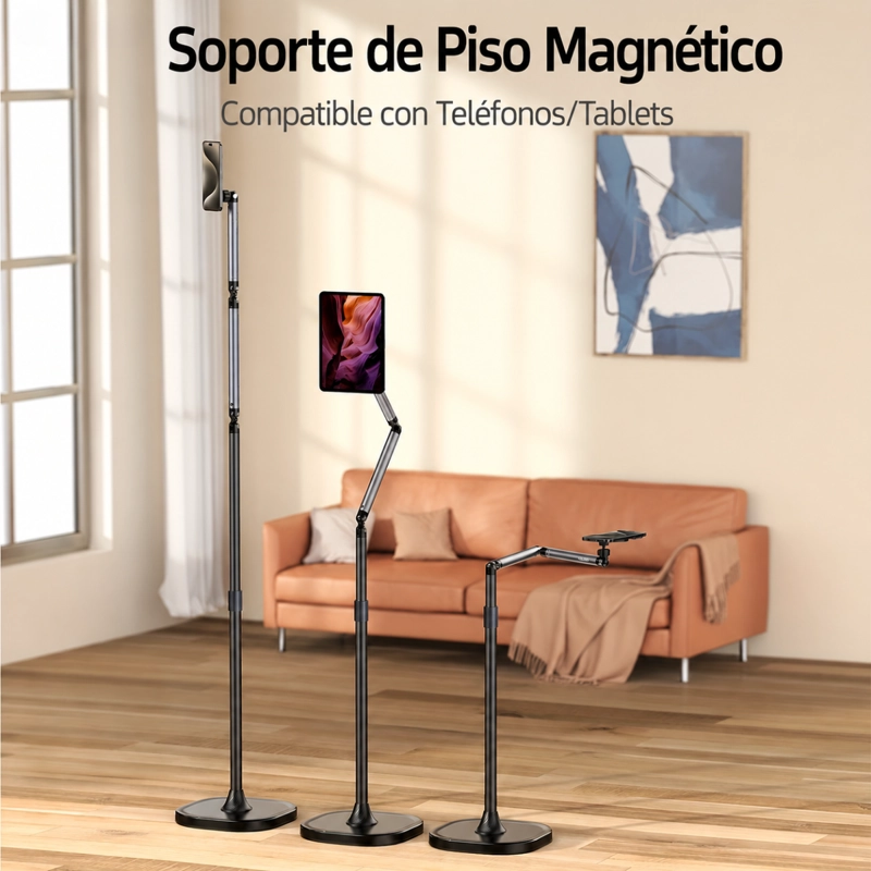 SOPORTE DE PISO FLEXIBLE EN ACERO PARA TABLET Y CELULAR - 7
